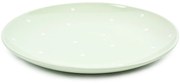 Keramický plytký tanier s bodkami, zelená