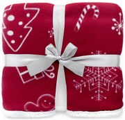 Červená vianočná deka s baránkom - 150 x 200 cm