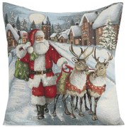 VIANOČNÁ GOBELÍNOVÁ DEKORAČNÁ OBLIEČKA NA VANKÚŠ MERRY4 45X45 CM VZOROVANÁ