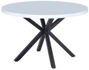 Jedálenský stôl, biela matná/čierna, priemer 120 cm, MEDOR