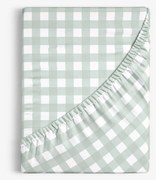 Goldea bavlnená napínacia plachta - šalviovo zelené kocky 80 x 160 cm