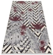 Koberec HEOS 78540 krém / bordo LÍSTIE DŽUNGĽA