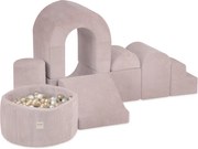 Ihrisko Zámok s bazénom + 150 loptičiek (perleťové, zlaté), prémiový ružový menčester