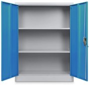 Stredná univerzálna kovová skriňa 90 x 40 x 120 cm, cylindrický zámok, modrá - ral 5012