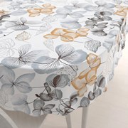 Biante Bavlnený oválny obrus Sandra SA-367 Sivo-oranžové kvety na bielom 100x140 cm
