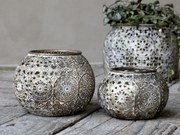 Bronzový antik kovový vintage svietnik Vire s patinou - Ø 11*9 cm