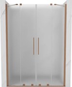 Mexen Velar Duo, posuvné sprchové dvere do otvoru 160 cm, 8mm sklo námraza, medená matná, 871-160-000-32-65
