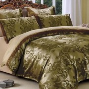 Saténové obliečky GORA OLIVE 3-dielna súprava 140x200 cm