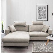 Rozkladacia rohová sedacia súprava HORTA, ľavá, sivá, s úložným priestorom v tvare L