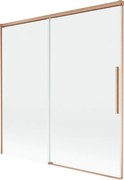 Mexen Rox, 2-krídlová posuvná vaňová zástena 160 x 150 cm, 8mm číre sklo, medený matný profil, 8C9-160-001-65-00