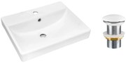 Sada keramického umyvadla na desku a výpusti Rita 50 cm bílá