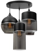 Závesné svietidlo Oslo 4, 3x čierne/grafitové sklenené tienidlo, o