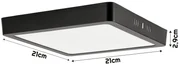 BERGE LED panel štvorcový povrchový čierny - MELA-S - 18W - 1440Lm - neutrálna biela