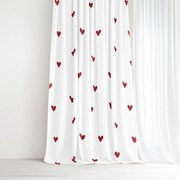 Goldea bavlnený záves - červené srdiečka na bielom 140x150 cm