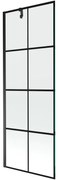 Mexen Next, vaňová zástena 1-krídlová 70 x 150 cm, fixné krídlo, 6 mm číre sklo s čiernym vzorom, čierny profil, 895-070-000-00-77-70