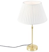 Stolová lampa zlatá / mosadz s nariaseným odtieňom krémová 35 cm - Parte