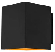 Dizajnová nástenná lampa čierna a zlatá obdĺžniková - Sola