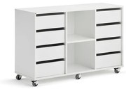 Študentská úložná skrinka CASPER, 8 zásuviek, 2 priehradky, biela