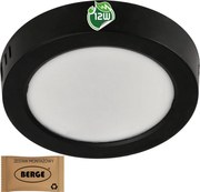 BERGE Okrúhly LED panel prisadený - čierny - 12W - PC - neutrálna biela