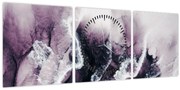 Obraz - Fialový mramor N⁰2 (s hodinami) (90x30 cm)