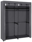 Úložná textilná skriňa s policami a šatníkovou tyčou MATIS 140x174 cm sivá