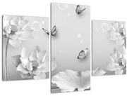 Obraz - Kvetinový dizajn s motýlikmi (90x60 cm)