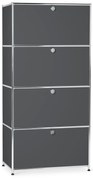 Kovová vysoká skrinka »CN3« so 4 výklopnými priehradkami, sivá