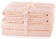 Svetloružové froté bavlnené uteráky a osušky v súprave 6 ks Amari – Restilo