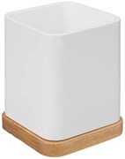 Kúpeľňový pohár Natureo, biela/s drevenými prvkami,