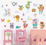 Samolepka na stenu "Zvieratká na dovolenke" 49x72 cm