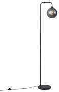 Art Deco stojacia lampa čierna s dymovým sklom - Sandra