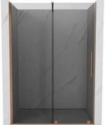 Mexen Velar, posuvné sprchové dvere do otvoru 130 cm, 8mm šedé sklo, medená matná, 871-130-000-41-65