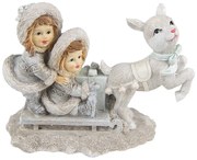 Vianočná dekorácia soška detí na saniach - 16*7*12 cm