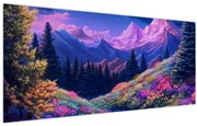 Obraz - Fialová krajina pri úplnku (120x50 cm)
