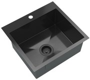 Gamma Gamma, 1-komorový oceľový drez 480x450x210 mm, čierna, GMA-S4845-BK