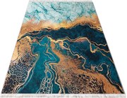 DY Zelený koberec so zlatým abstraktným vzorom Horeca-New 111S Rozmer: 60x100 cm