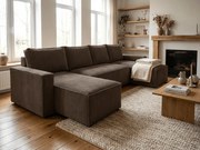 Tmavohnedá sedacia súprava do U SMART COSARO 295x140 cm