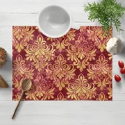 Biante Zamatové prestieranie na stôl Tamara TMR-053 Zámocký vzor na vínovo červenom 30x40 cm