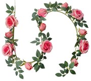 Dekorácia umelá girlanda ružová ruža - 10*10*150 cm