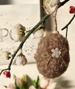 Hnedé závesné veľkonočné plstené vajíčko Magiccal - Ø 5*7 cm