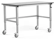 Mobilný dielenský stôl MOTION, manuálne nastaviteľný, 1500x800 mm, šedý