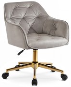 Otočné kreslo KONOR zamat sivá/zlatá