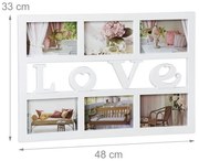 Fotorám Love na 6 fotiek, biely, gm 2432, 48x33cm