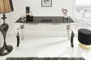 Sklenený konzolový stolík Barock Black čierna strieborná 145cm