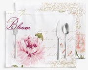 Goldea prestieranie na stôl 100% bavlnené plátno - pivonky s textami - sada 2ks 30 x 40 cm