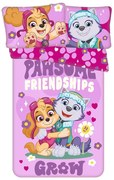Ružové bavlnené detské obliečky do postieľky 100x135 cm Paw Patrol "Pawsome friendships grow" – Jerry Fabrics