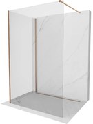 Mexen Kioto, 2-stenová sprchová zástena Walk-In 90 x 90 cm, 8mm číre sklo, medený matný profil, 800-090-212-65-00-090