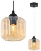 Závesné svietidlo Riffle, 1x medové sklenené tienidlo