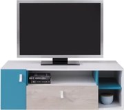 TV stolík/nízka skrinka Planet, dub/biela/modrá%