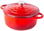 Smaltovaný liatinový hrniec s pokrievkou, 4L, červený